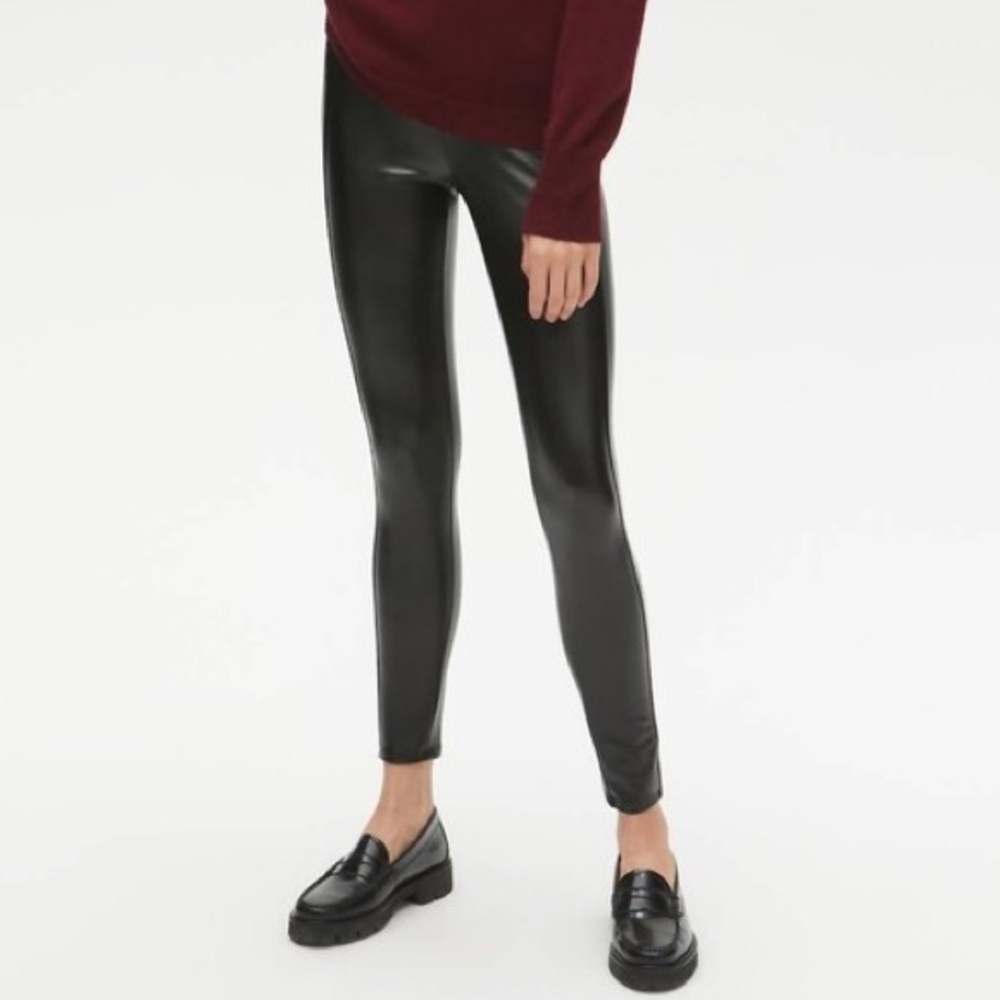 Michael Stars Black Vegan Leather High Rise Lena Leggings VGL77 NWT Size Large